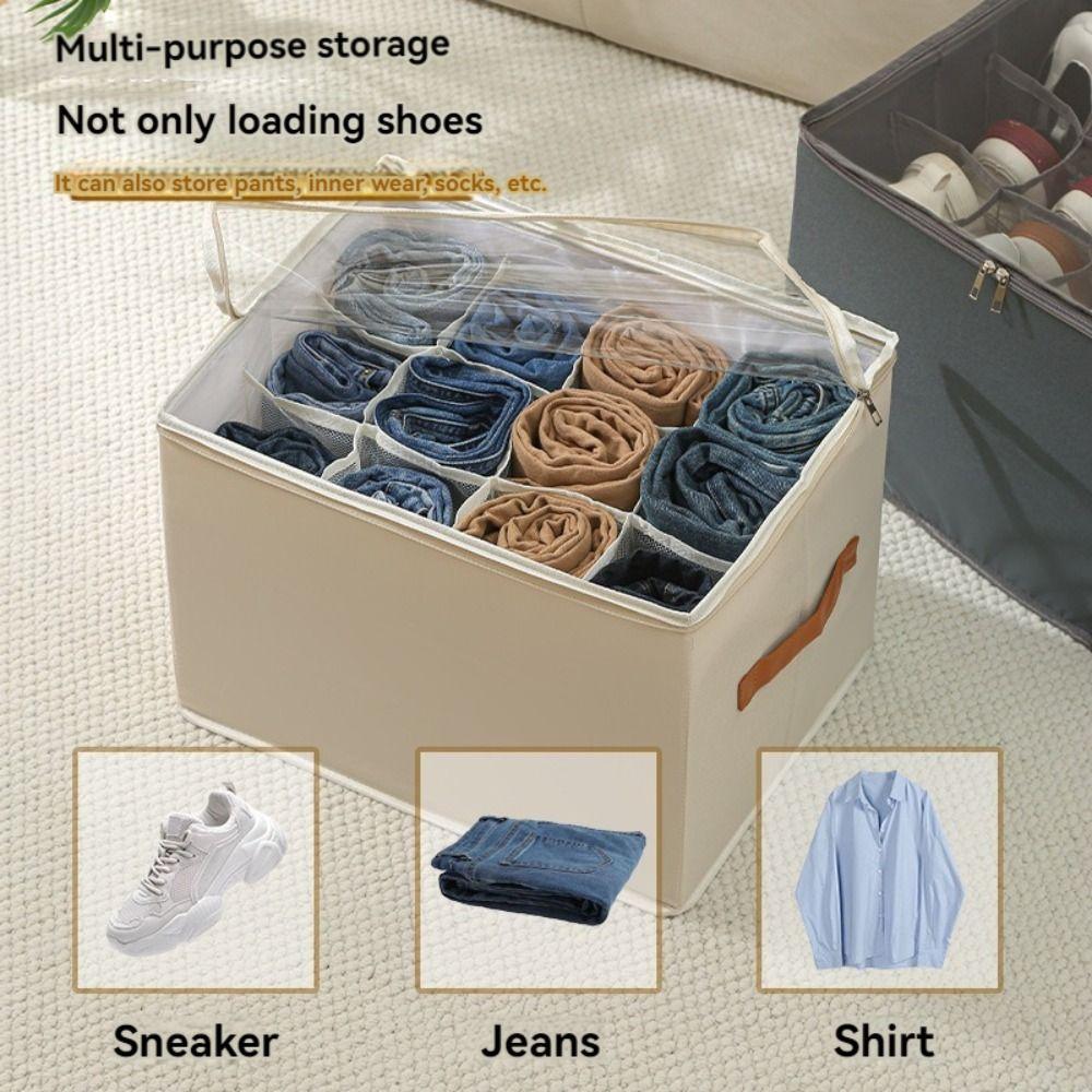 Waterproof 12 Grids Shoes Storage Box Foldable Clothes Jeans Storage Box Bedroom