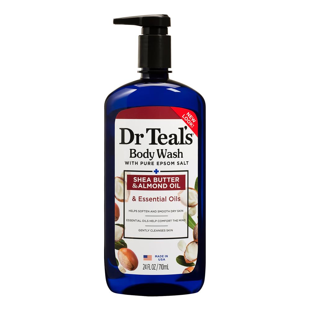 Гель для душа Dr Teal's с чистой английской солью, маслом ши и миндальным маслом для смягчения и увлажнения | 710 мл