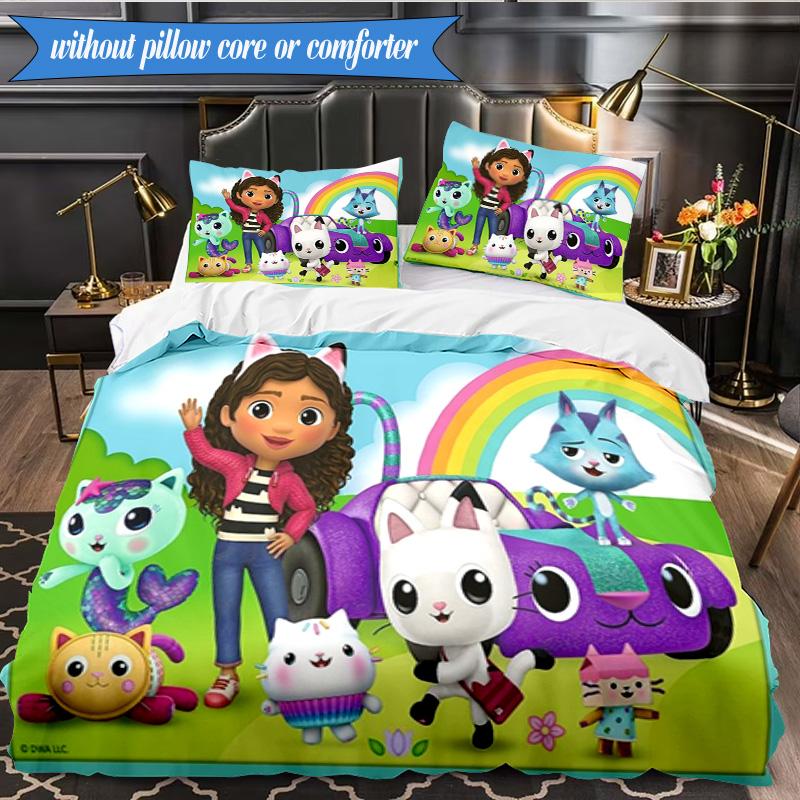 Rainbow Friends Dollhouse 3pcs K-pop music group Bedding set,Ideal for Bedroom, Dormitory,Including Duvet Cover And 2pcs Pillowcases,Fan gifts