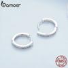 BAMOER, классические круглые серьги-кольца из стерлингового серебра 925 пробы с розовым опалом и пряжками для женщин и девочек, оригинальный дизайн, изящные ювелирные изделия