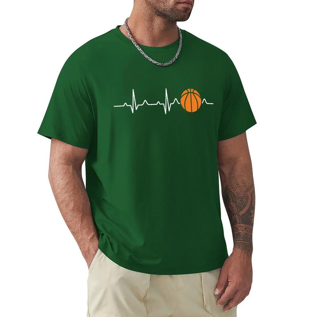 Футболка с надписью «Basketball Heartbeat» Футболка с коротким рукавом Harajuku из 100% хлопка с графикой Футболка с топами