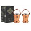 Steel Copper Hammered Design Bucket, Serveware & Tableware for Home, Hotel & Restaurants, Volume-300 ML, Set of 2
