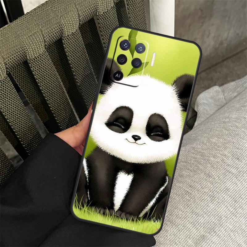 Чехол с милым кавайным животным-пандой для Oppo A80 A60 A40 A94 A54 A98 A78 A18 A38 A58 A16 A76 A96 A17 A77 A74 A57S A15