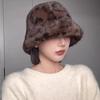 Винтажная леопардовая плюшевая панама для женщин с широкими полями, зимняя теплая пушистая меховая шапка-рыбачка, женская уличная ветрозащитная шляпа-ведро