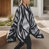 Women Winter Warm Oversized Printing Blanket Cape Wraps Shawl Cardigans