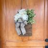 Hydrangea Basket Wreath Spring Door Hanging Hydrangea In Basket Front Door Hydrangea Wreath with Basket Bow for Home Porch Wall Farmhouse Decor