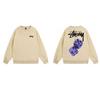 Unisex Oversized Crewneck Fleece-Lined Cotton Sweatshirt With Dice Letter Print Winter Casual Wear