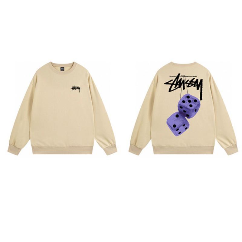 Unisex Oversized Crewneck Fleece-Lined Cotton Sweatshirt With Dice Letter Print Winter Casual Wear