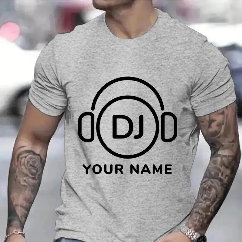 Футболка с именем диджея на заказ для мужчин и женщин, топы, персонализированная одежда диджея, футболка с коротким рукавом, музыкальная любовь, одежда диджея своими руками для мужчин