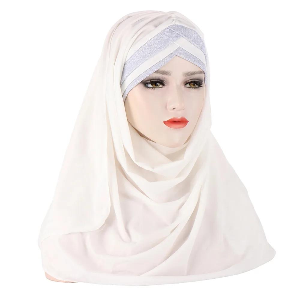 Muslim Women Long Scarf Pull On Ready Wear Instant Hijab Chemo Cap One Piece Amira Head Wrap Turban Femme Shawl Bandanas Scarves