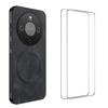 Nappa Texture Magnetic Phone Case with 2pcs Screen Films For Honor X5c 4G / X5c Plus 4G, Slim Anti-Slip Shockproof Cover