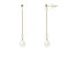 Earrings - Genuine Freshwater Cultured Pearls Pear Shape 7-8 Mm Natural White - Yellow Gold - Women's Jewelry