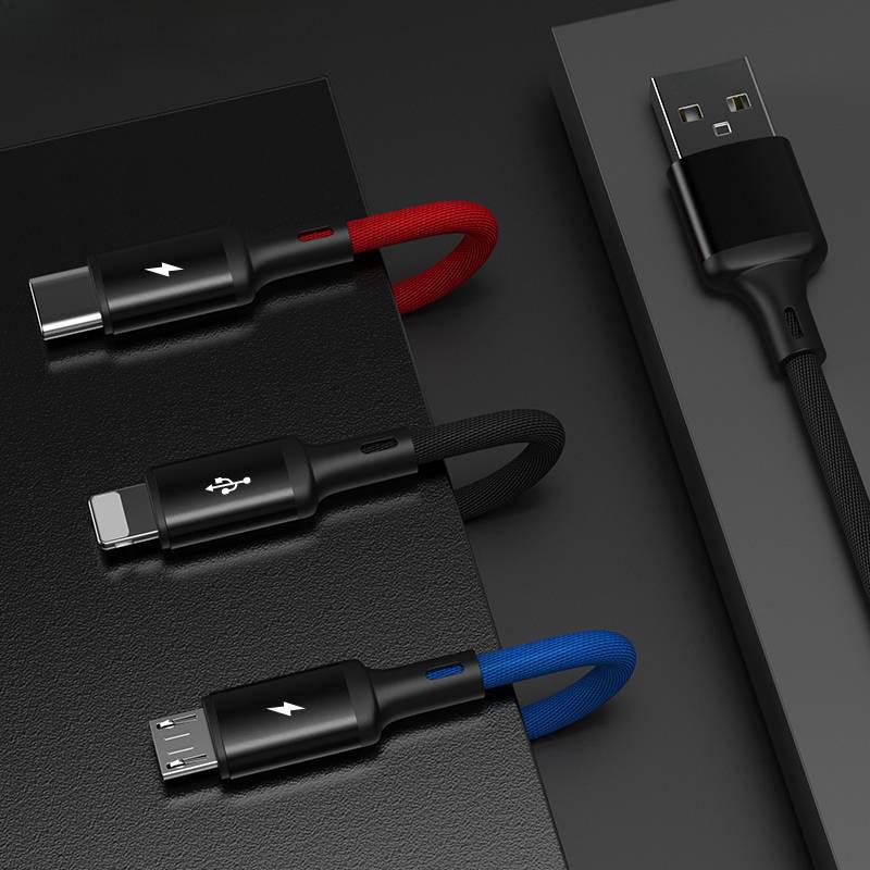 Кабель PISEN 3-в-1 для быстрой зарядки - Совместим с устройствами Apple, Huawei, Android, Type-C