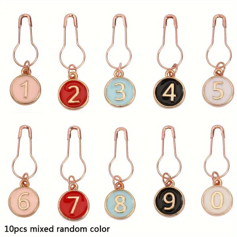 10-Pack Metal Sewing Supplies Organizer Enamel Numbered Embroidery Markers Crocheting Crochet and Knitting Tags Sewing Storage