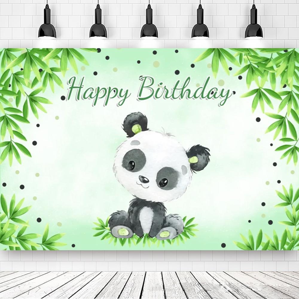 Panda Birthday Party Bamboo Cartoon Poster custom Baby Newborn Portrait Photo Backgrounds Photography Photocall Photo Studio