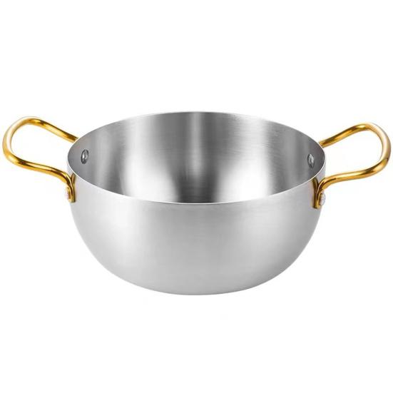 Yousheng Ramen Noodle Pot Fast Heating Two Handles Food Grade Stainless Steel Korean Ramen Noodle Cooking Pan Kitchen Gadgets