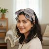 Creative Three-layer Bow Headband Headwear Floral Printed Hairband Bownot Wide Hair Hoop  Daily