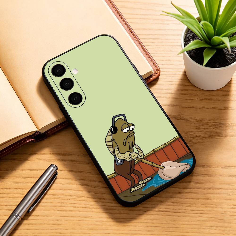 Tired Deadpan Fish Phone Case For Samsung Galaxy A73,A72,A71,A70,A53,A52,A51,Soft Silicone Black Cover