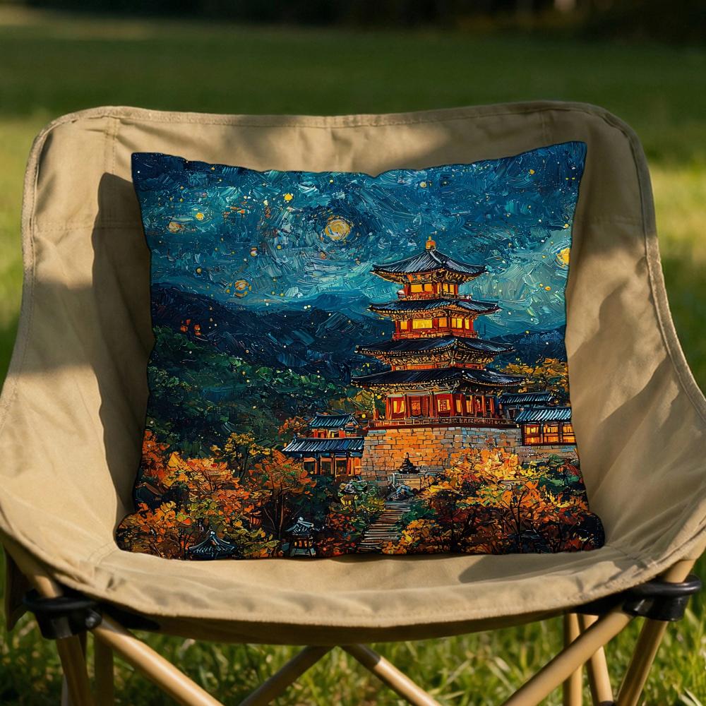 Korea Foguo Temple Cushion Cover Soft Reversible Durable Pillow Cover MultiScene Use for Home Car Daily Comfort