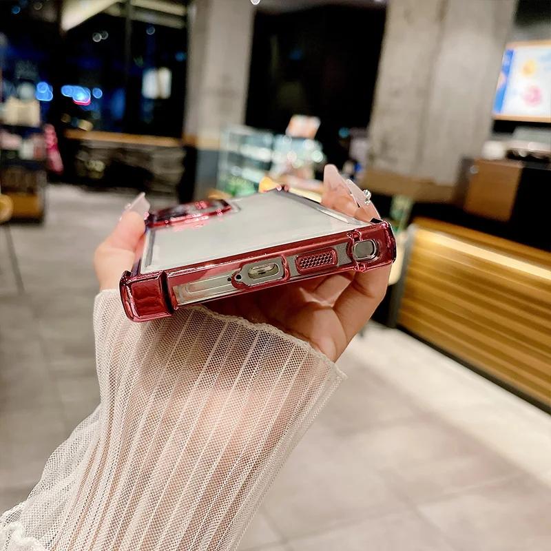 Прозрачный чехол для телефона Samsung Galaxy S26 Ultra S25 S24 S23 S22 S21 A15 A52 A53 A54 A55 Электроокрашивание Защита от падения Задняя крышка