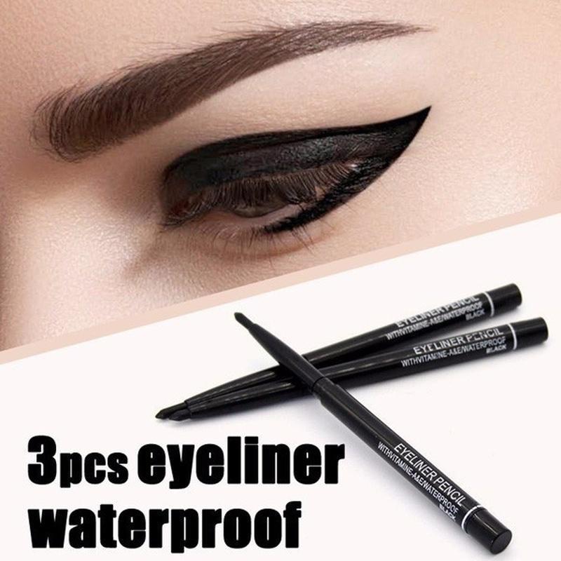 3pcs Late-model Women's Makeup Rotary Retractable Eyeliner Pencil Waterproof Eye Liner Pen