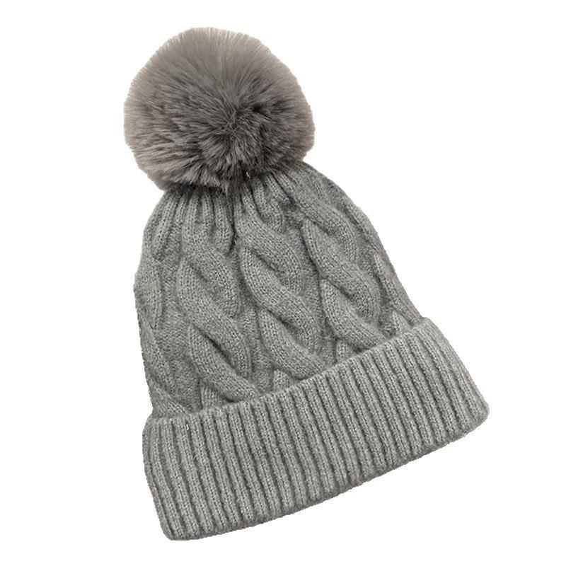 Unisex Winter Knit Beanie Hat With Cable Twist Warm Thick Acrylic Cap Men Women Kids