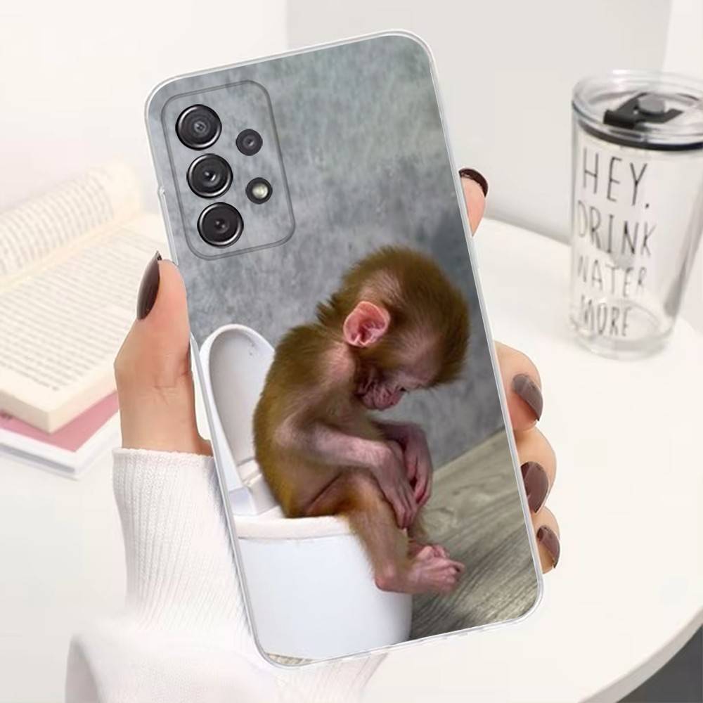 Милая смешная обезьянка для Samsung A30,51,71,S9,Ultra,S20,FE,21,PIus,10,22,Lite,23, Прозрачный, Силиконовый чехол