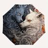 Yin Yang Wolves: Harmony in Nature's DesignUmbrella, Portable 3-Fold Compact Umbrella for Men & Women Gift