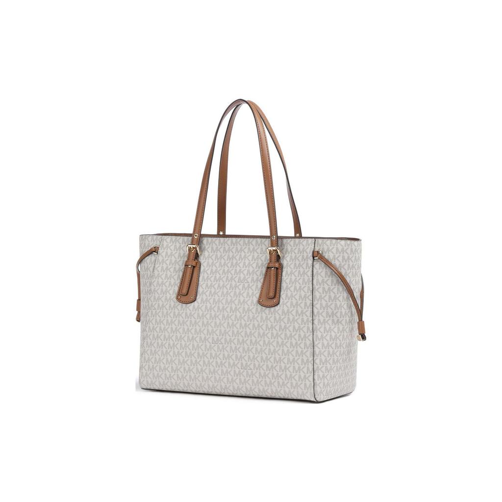 New MICHAEL KORS Voyager Artificial Leather Tote Bag, Shopping Bag, Shoulder Bag Medium Women's Vanilla White 30F8GV6T2B-150