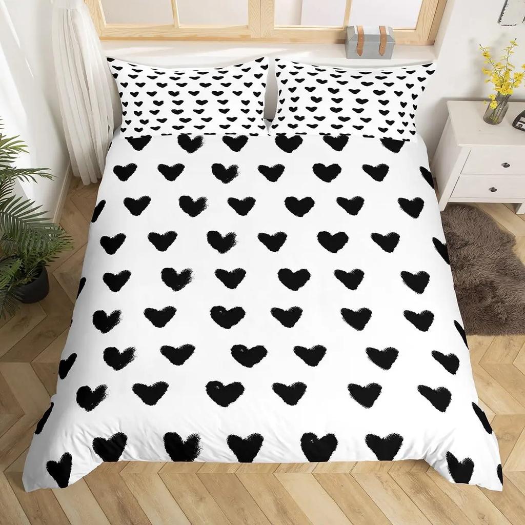 Пододеяльник с узором в виде сердец для девочек, женщин, розовый, романтическая тематика, постельный комплект, декор комнаты, мягкий чехол для одеяла на День святого Валентина