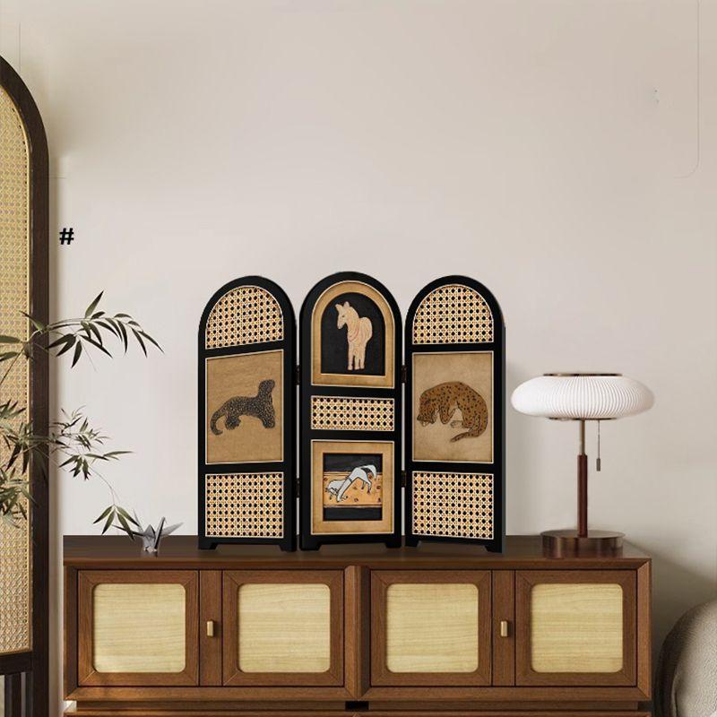 Vintage Desktop Screen Mini Painting Retro Leopard Decor for TV Cabinet Entryway Side Table