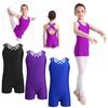 Girls Basic One Piece Cross Back Straps Gymnastic Ballet Dance Leotard Unitards Bodysuit Athletic