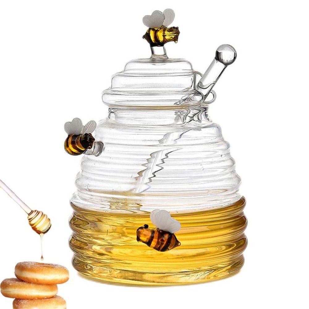 Transparent Bee Jar Tapered Jar Large Honey Bottle Food Storage Bottles Honeycomb Tank Jam Jar