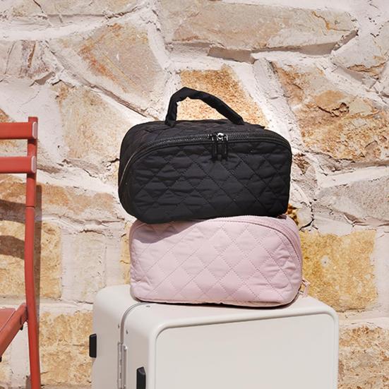 Косметичка женская пухлая стеганая органайзер с непромокаемым внутренним слоем моющаяся косметичка портативная дорожная сумка для туалетных принадлежностей