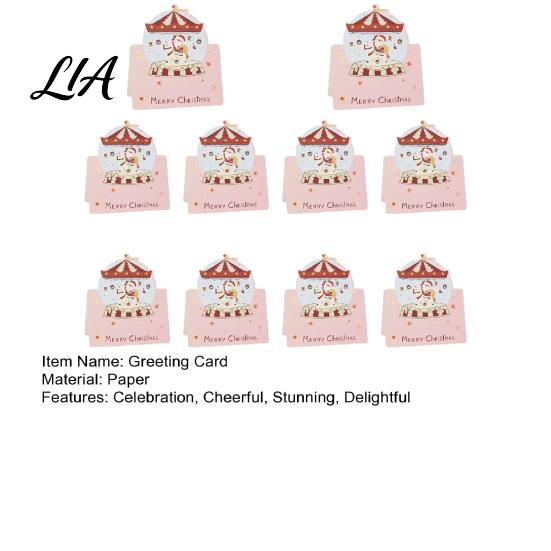Festive Paper Cards 10 Pcs 3D Christmas Greeting Card, Cute Tree Santa Snowman Wreath Design Holiday for Messages, Wishes Colorful Crafts