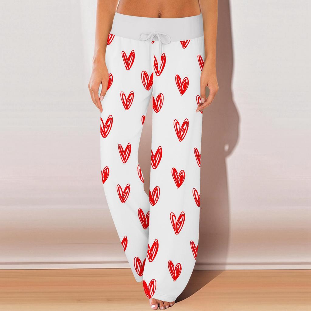 Женские пижамные штаны, одежда для сна, повседневные брюки с эластичной резинкой на талии, удобные прямые свободные брюки для йоги