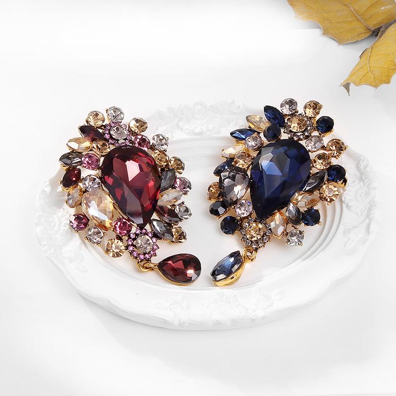 Glitter Sparkle Luxury Vintage Retro Brooches for Girls Elegant Crystal Trendy Jewelry for Women Ladies Accessories Low MOQ