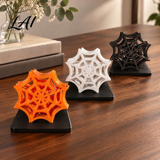 Black Spider Web Mats Shaped Coaster Heat Resistant Hollow Design Cup Mat Unique 3D Printed Halloween Style Desktop Pad for Table Protection