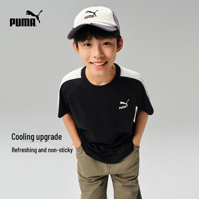 Puma Детская летняя футболка с коротким рукавом в стиле колор-блок