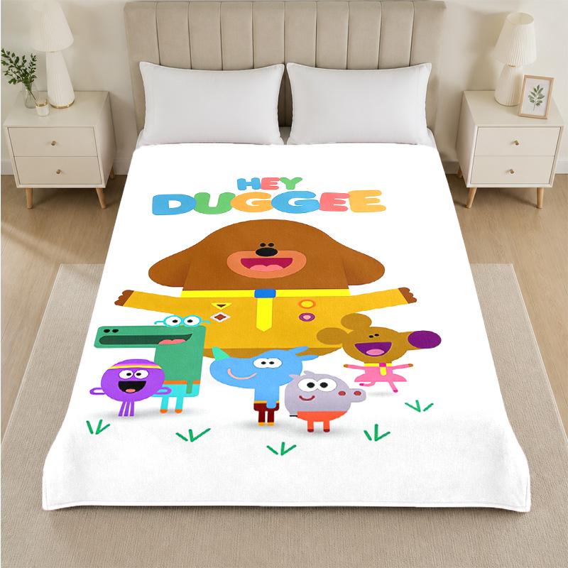 Hey Duggee Print Flannel Blanket Cozy Warm Plush Throw Blanket For Bed Sofa Couch Indoor Household Use