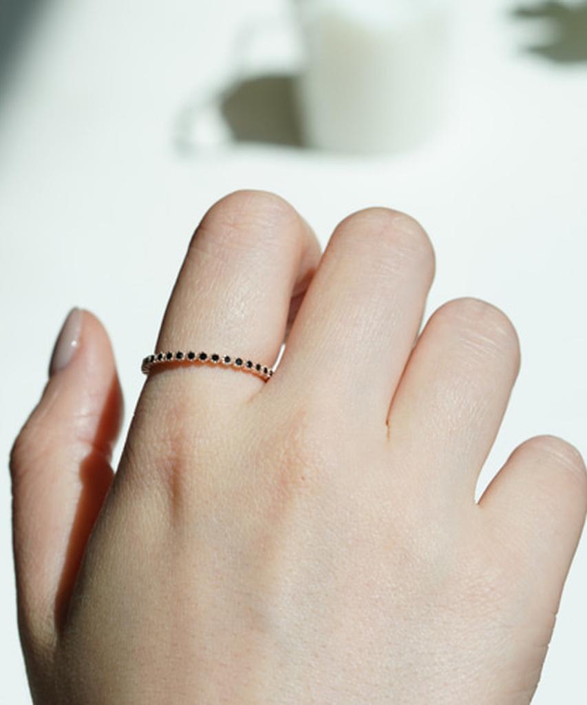 Серебряное кольцо для колена Alleun 925 пробы, многослойное, с черным кубическим цирконием, на большой палец
