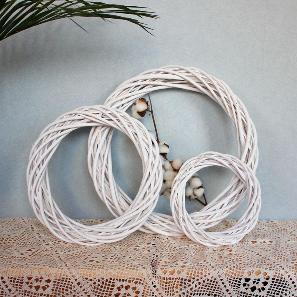 Rattan Wicker Christmas White Wreath Vine Ring Xmas Hanging Garland DIY Decor