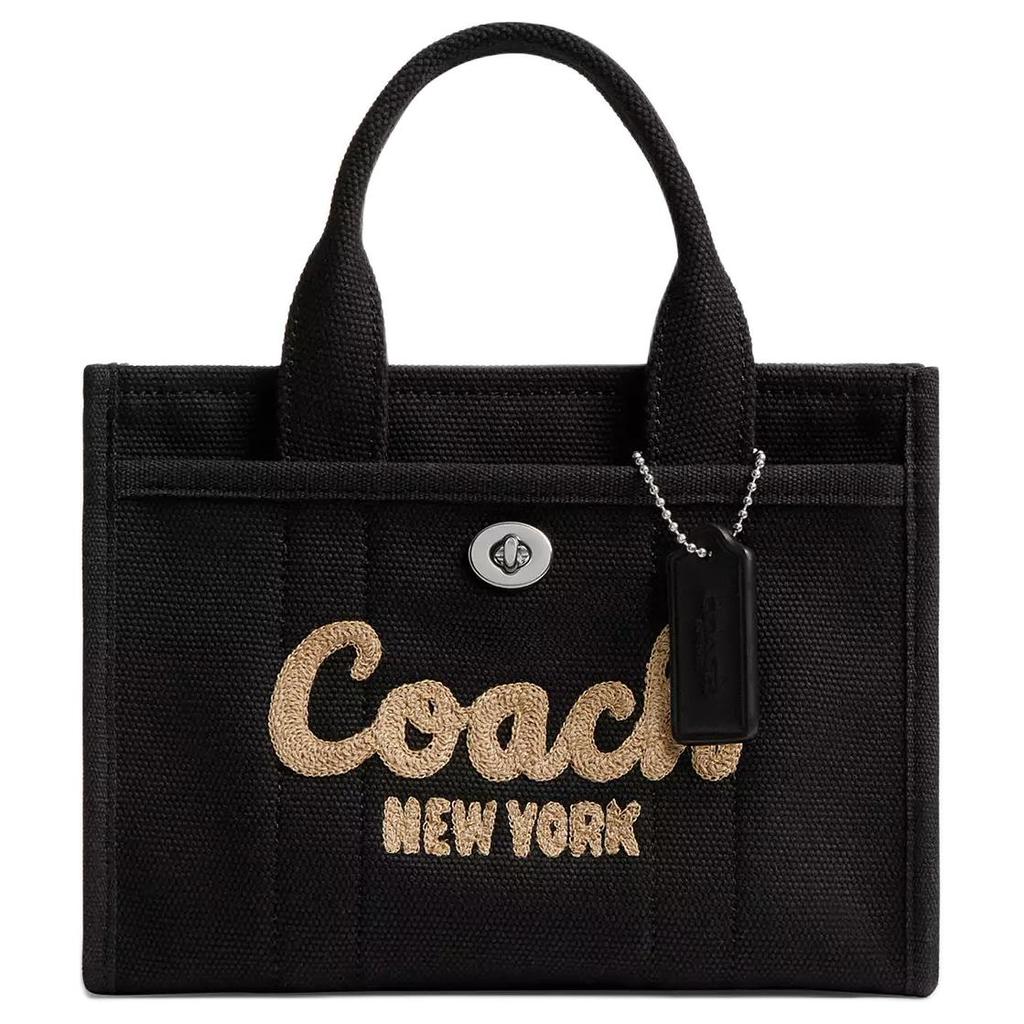 Coach Кросс-боди сумка на плечо из холста и атласа с вышивкой логотипа Cargo 20, маленькая женская сумка, черный CZ098-LHBLK