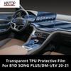 Для BYD SONG PLUS/DM-i/EV 20-21 салон автомобиля, центральная консоль, прозрачная защитная пленка из ТПУ, ремонтная пленка против царапин