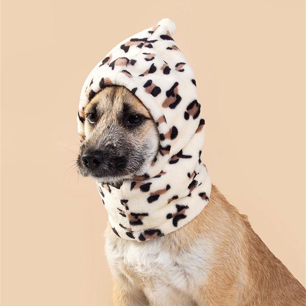 Small Dog Plush Cap for Halloween with Leopard Print Pet Birthday Party Props Hat Dogs Adjustable Strap Pullover Hat