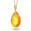От Amber Ожерелье Подвеска Капля Тип Коньячный Янтарь Шкатулка для украшений Серебро 925 Позолоченная Цепочка 45 см Легкий Элегантный Ювелирный Подарочный Сертификат Качества