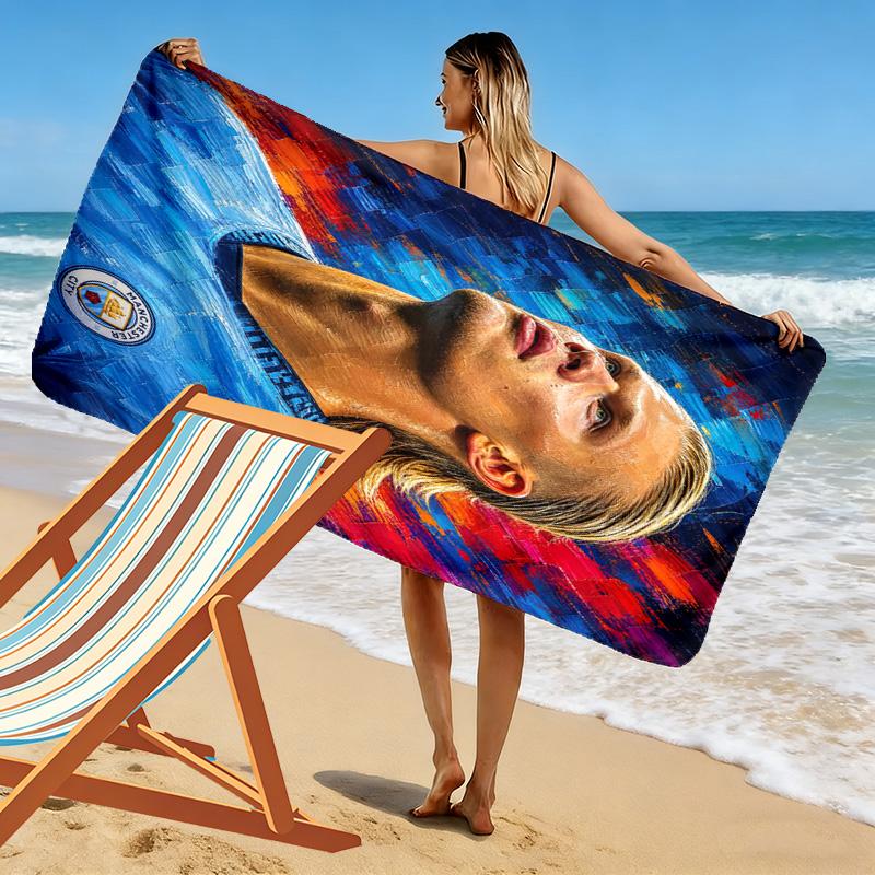 Norwegian Football Star Dynamic Celebration Beach Towel Portable For Travel Outdoor Camping Quickdrying Swim Towel Absorbent Bath Towel Seaside