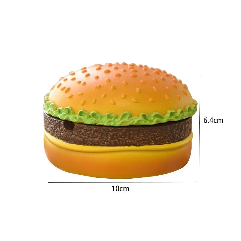 Creative Cute Hamburger Ashtray Home Dust Proof Ashtray Living Room Office Desktop Decoration Ornament for Father Gift