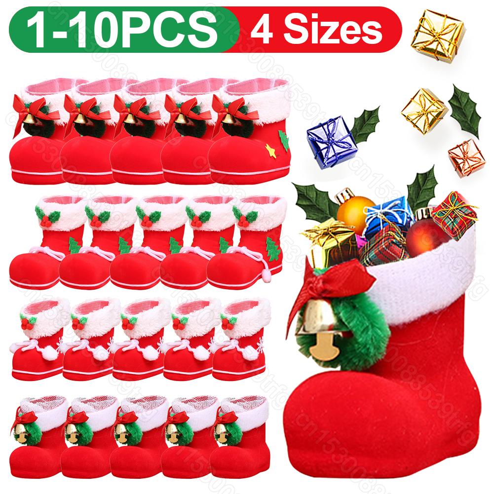 Christmas Red Boots Bags Xmas Gift Bags 3 Sizes Sugar Bags Santa Gift Bag For Christmas Candy Cookies Gift Packing Bags