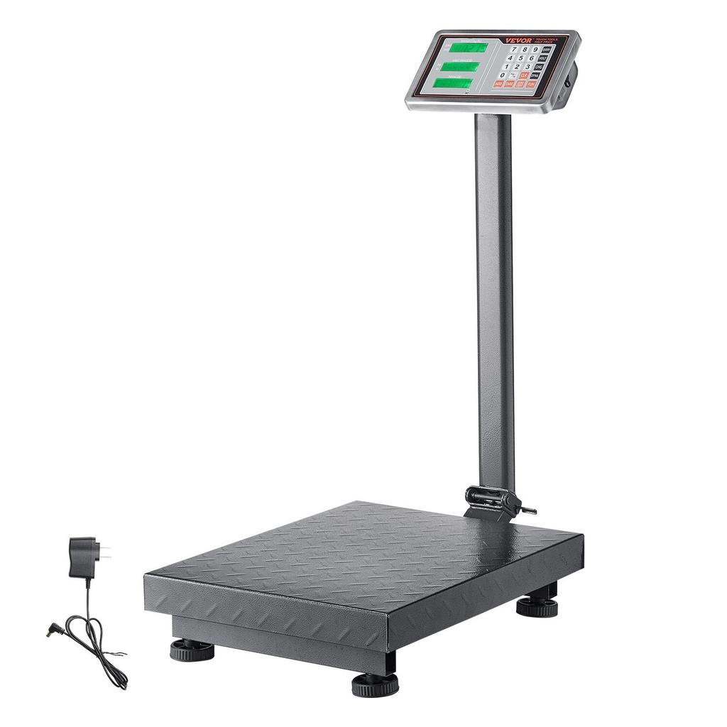Computing Digital Platform Scale, 300 kg Load, 50 g High Accuracy, Electronic Floor Scale with LB/KG, Tare, Price Calculator, AC/DC Power Supply, Fit